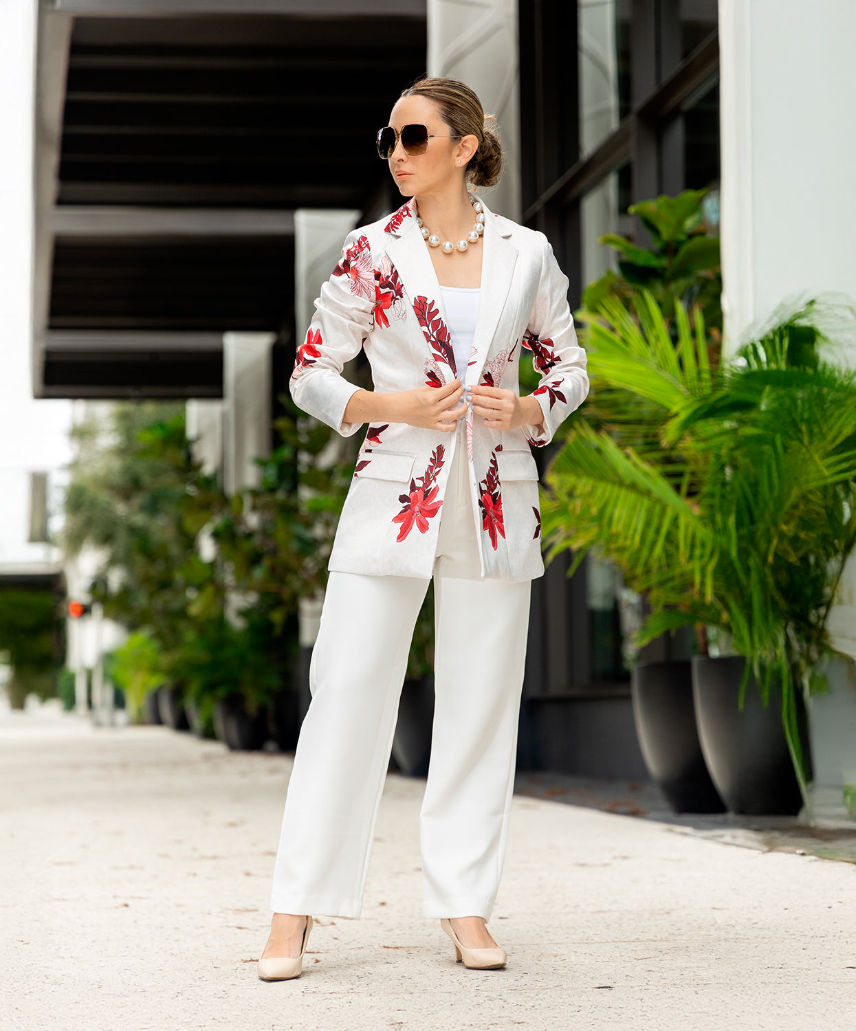 Blazer Flora Marfil Cayeno