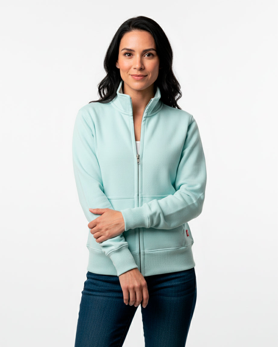 Buzo abierto sin capota mujer Azul Celeste