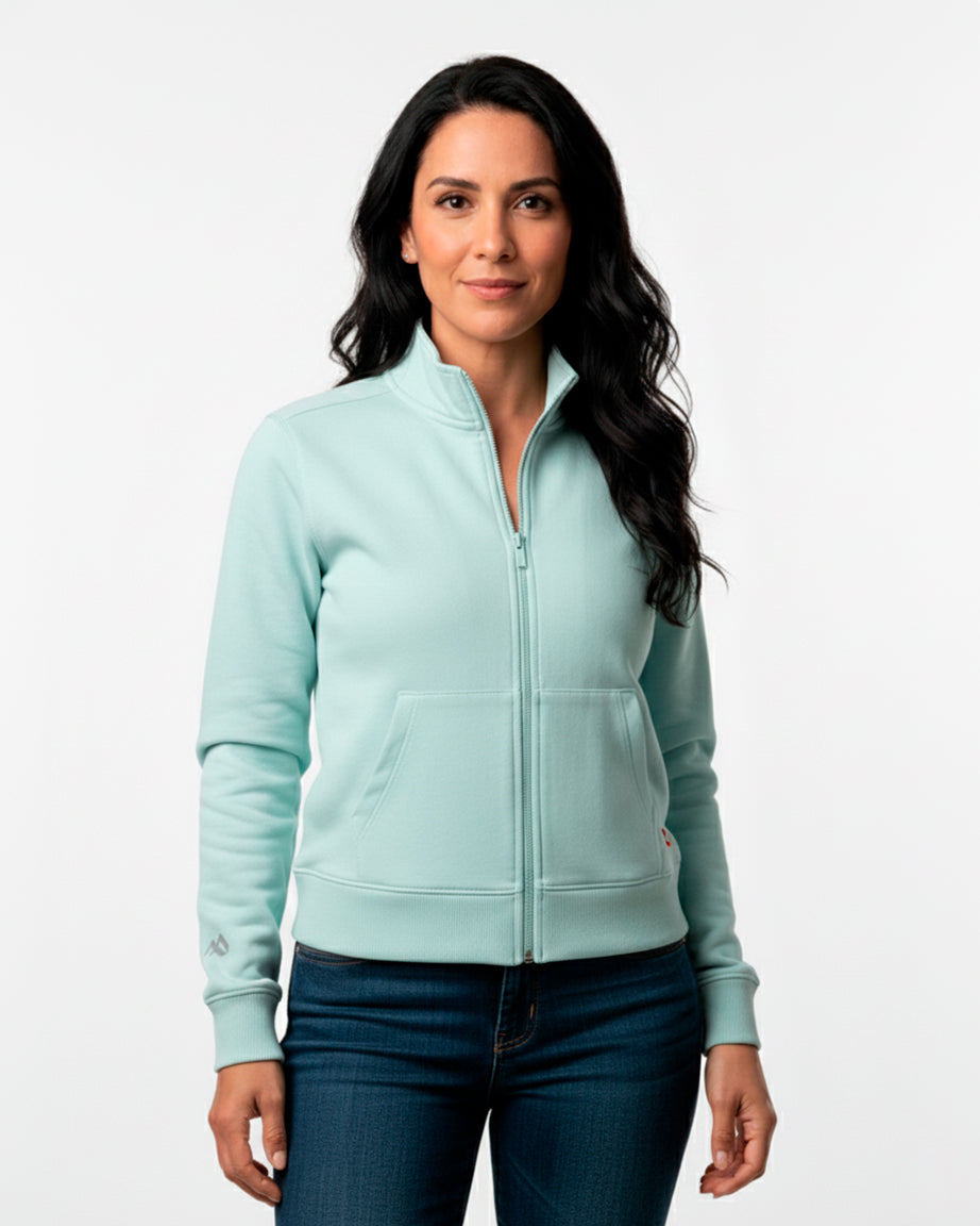 Buzo abierto sin capota mujer Azul Celeste