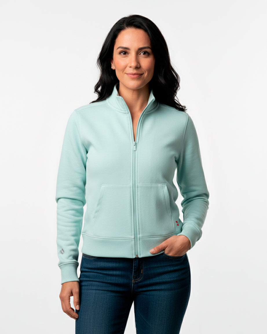 Buzo abierto sin capota mujer Azul Celeste