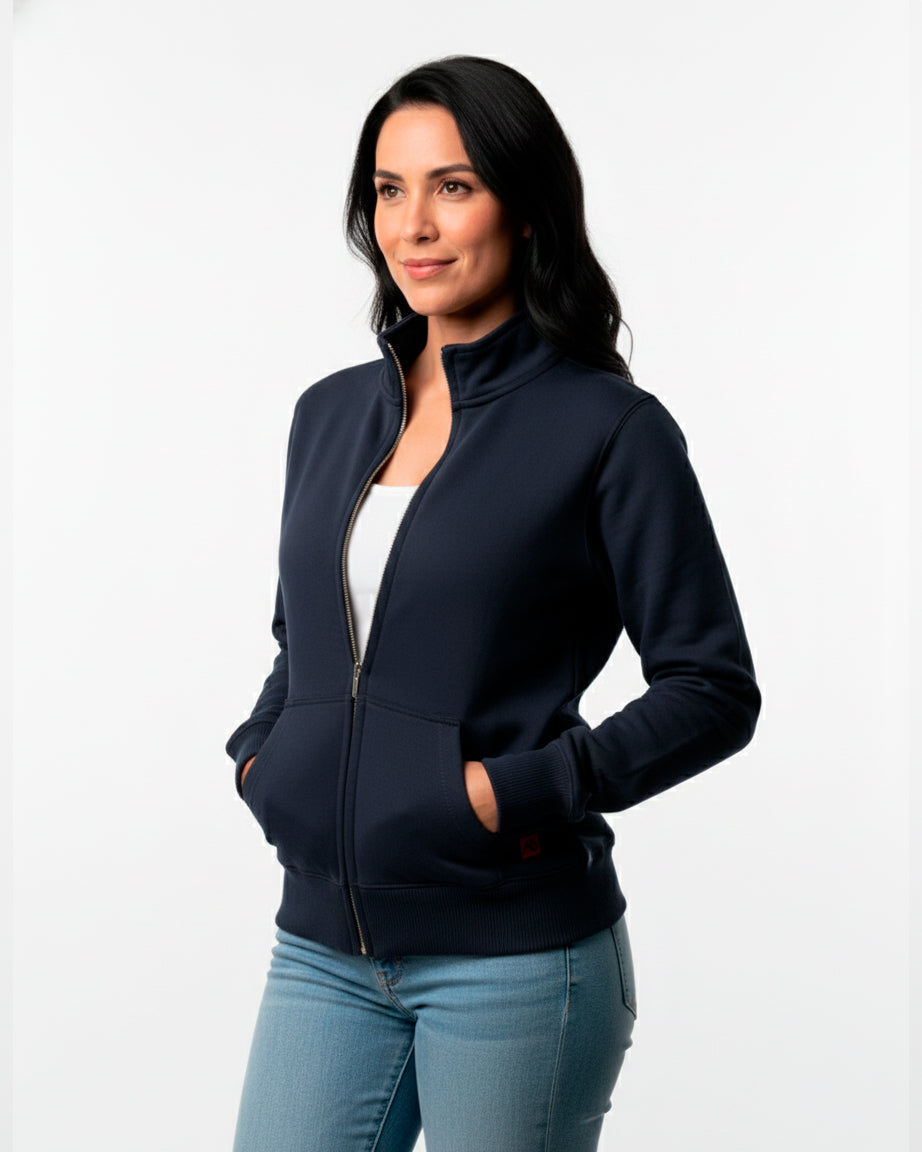 Buzo abierto sin capota mujer Azul Oxford
