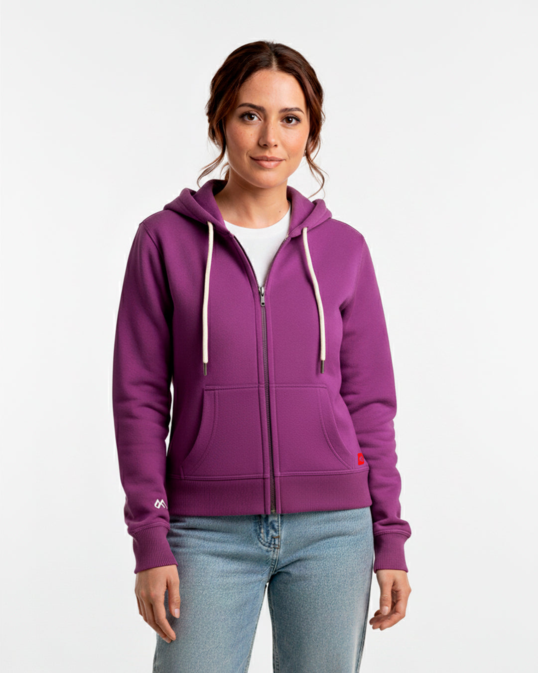 Buzo abierto con Capota Mujer Morado Berry