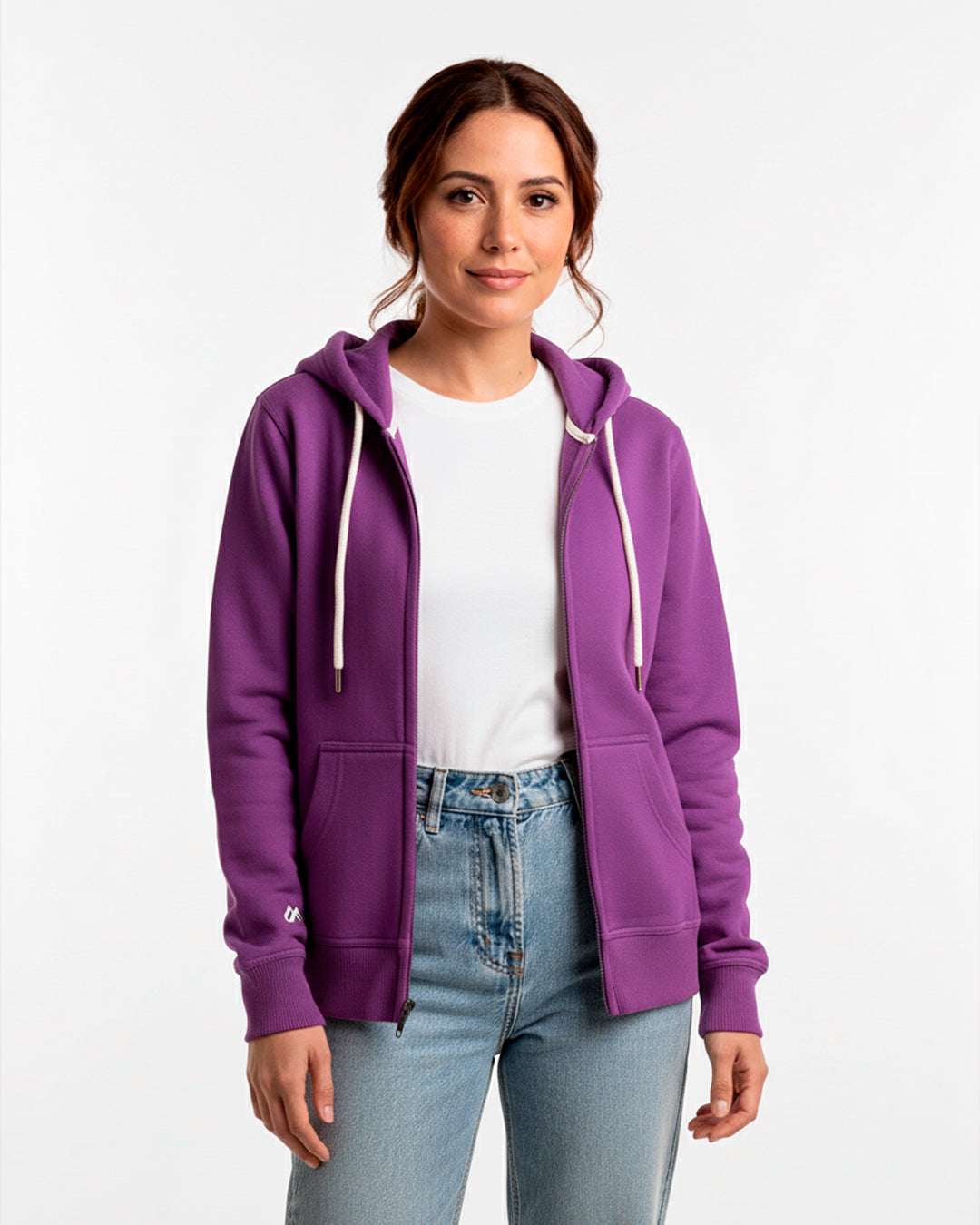 Buzo abierto con Capota Mujer Morado Berry