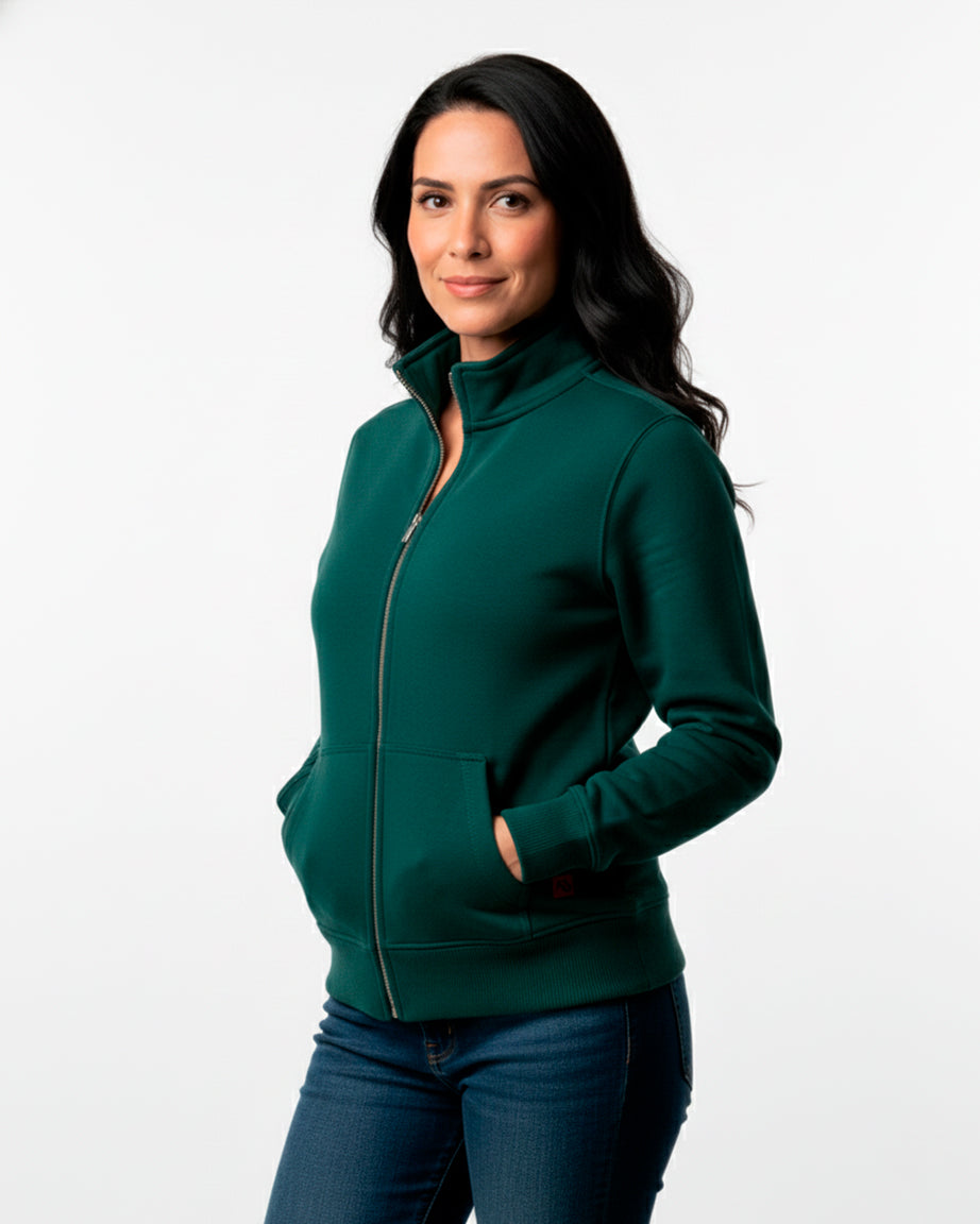Buzo abierto sin capota mujer Verde Hoja