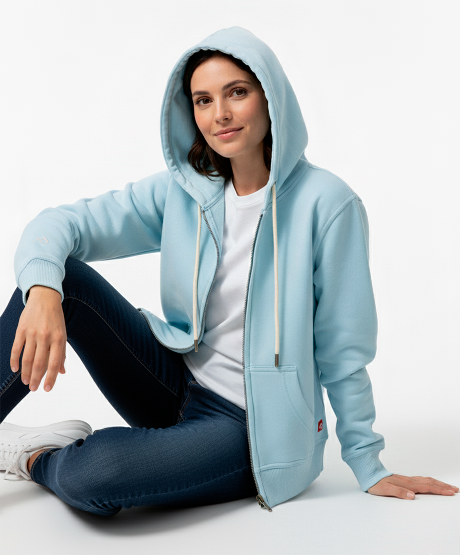 Buzos abierto con Capota Mujer Azul Sky