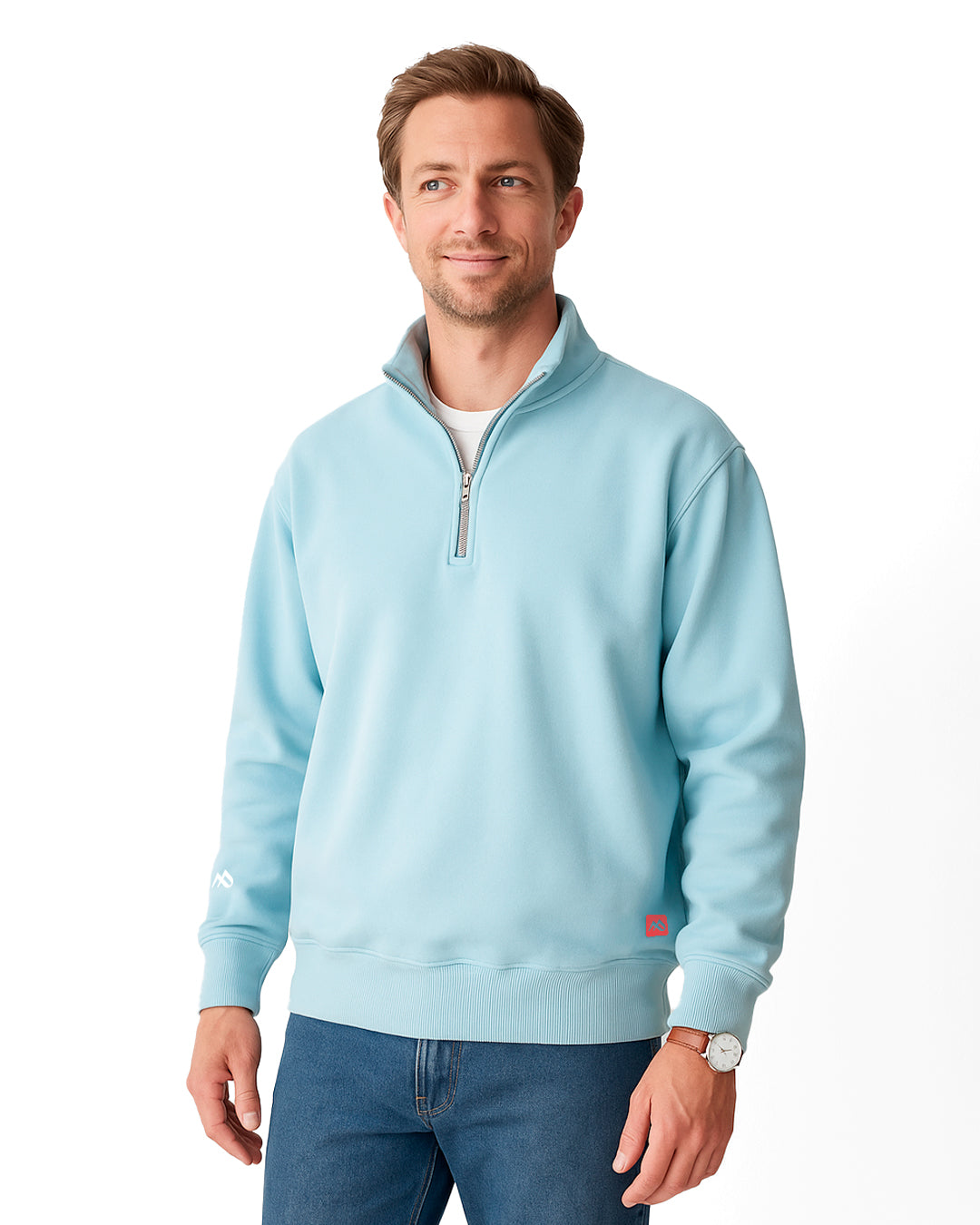 Buzo cuello alto hombre Azul Celeste