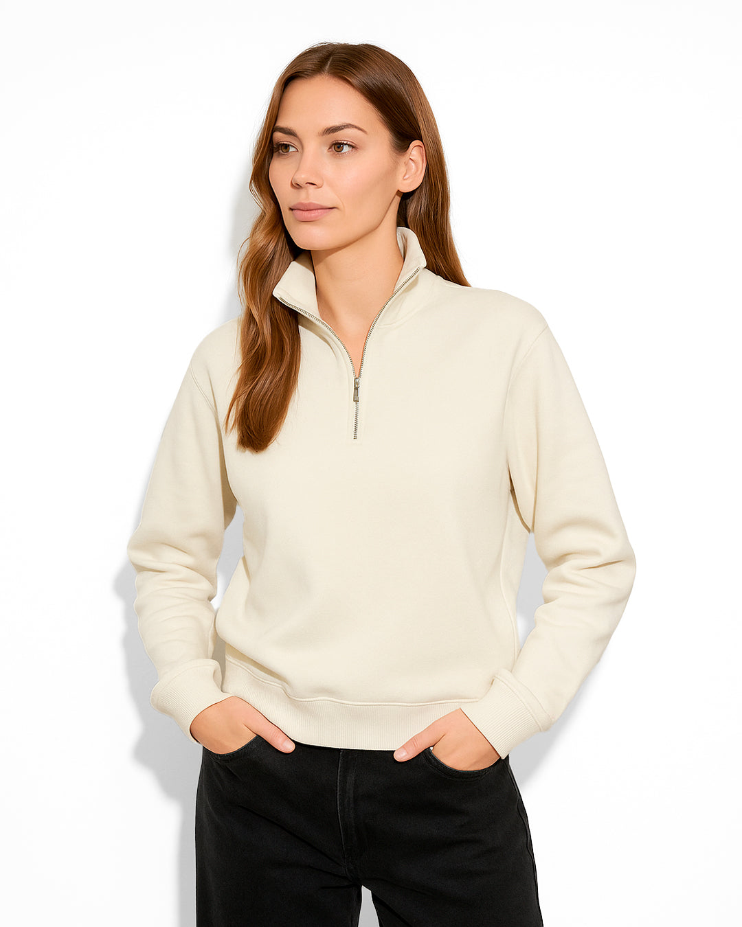 Buzo Cuello alto Mujer Marfil