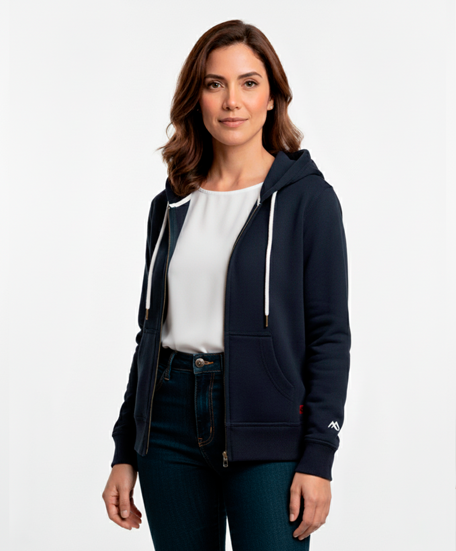 Buzos abierto con Capota Mujer Azul Oxford