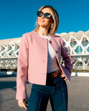 Blazer en Paño Cropped Rosa