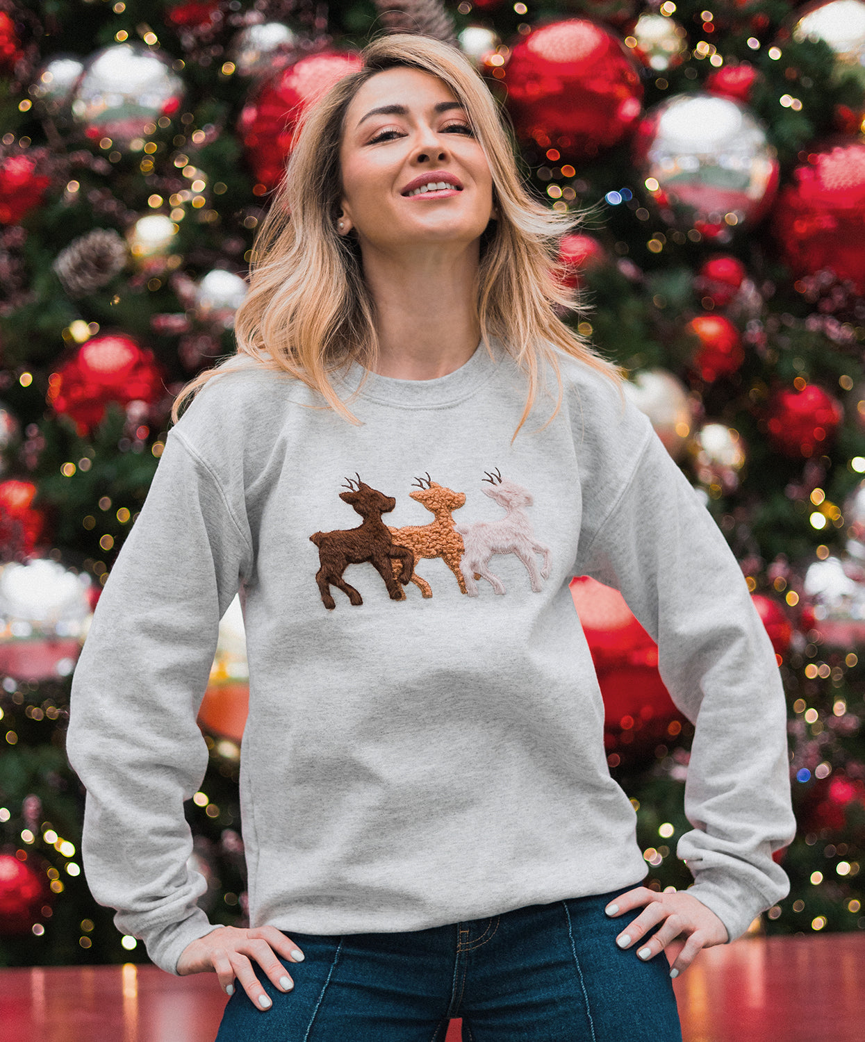 Buzo Navidad Gris Nieve Reindeer