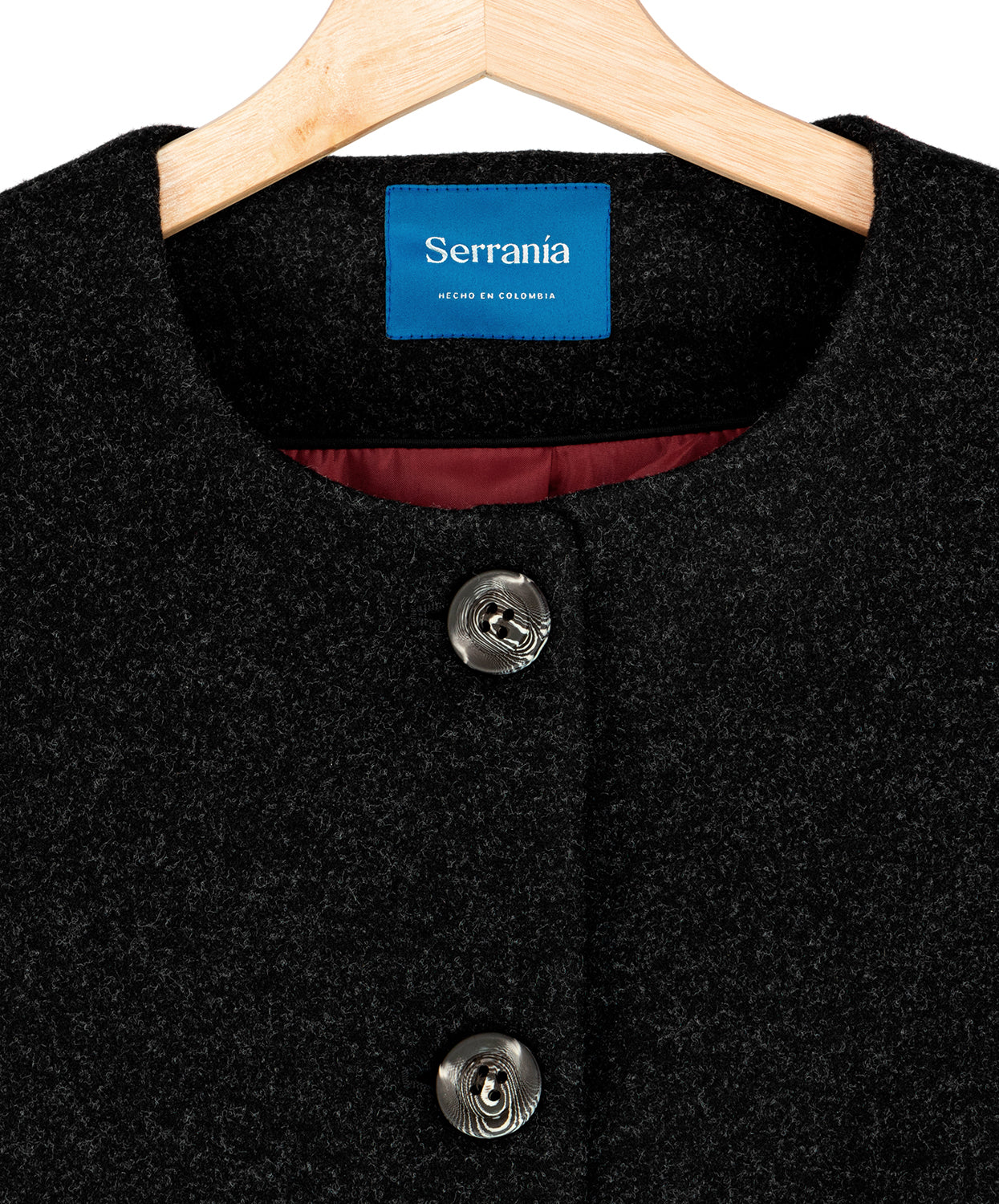Chaqueta Cropped en Paño Negro Varsovia