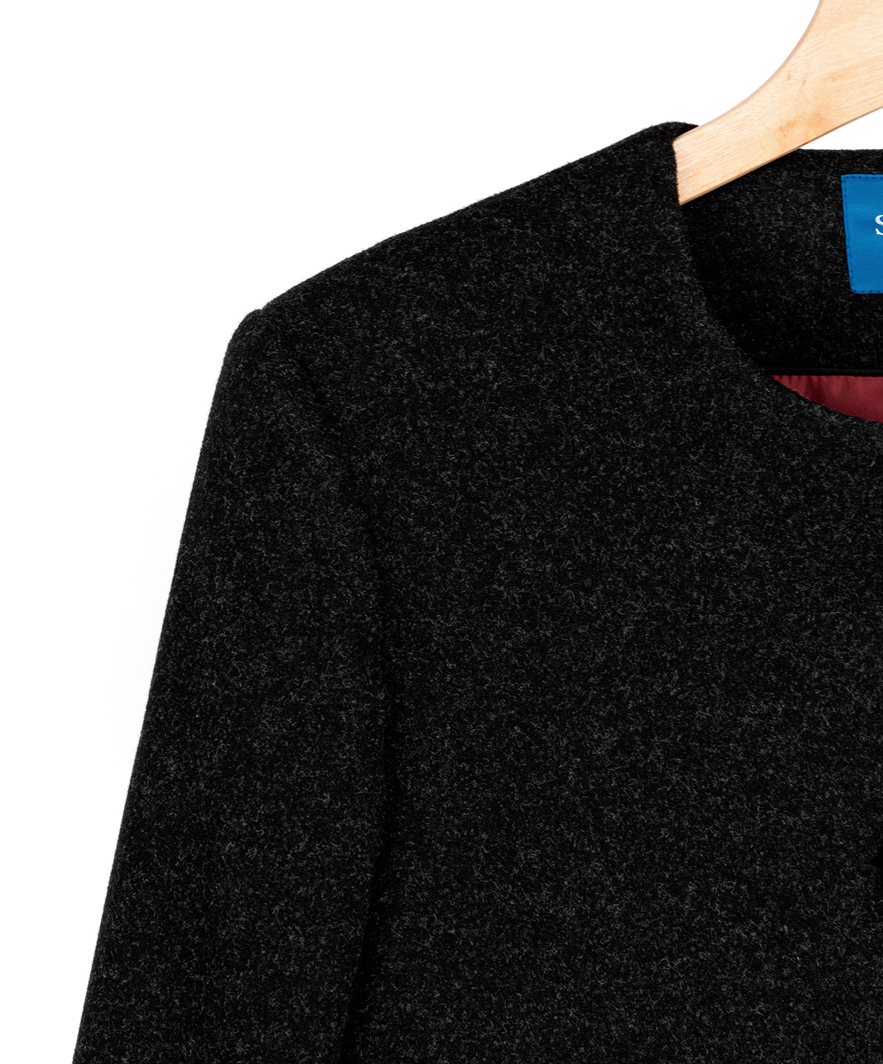 Chaqueta Cropped en Paño Negro Varsovia