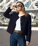 Blazer en Paño Cropped Azul Toronto