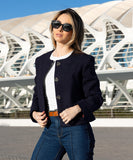 Blazer en Paño Cropped Azul Toronto