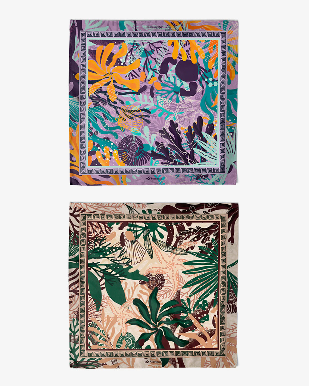 Pack de 2 Pañoletas Mediana (70x70cm) / Brisa marina + Reino coral