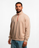 Buzo cuello alto hombre beige/rojo