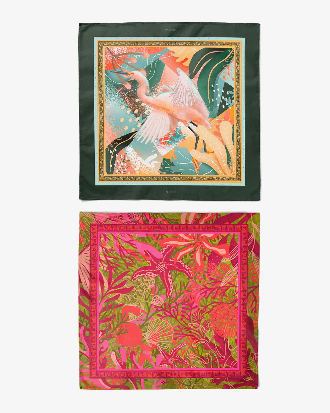 Pack de 2 Pañoletas Mediana (70x70cm) / Esencia oceánica + Garza