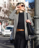 Blazer de Cuadros Negro New Napoles