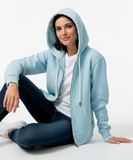 Buzos abierto con Capota Mujer Azul Sky
