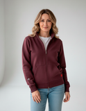 Buzo abierto sin capota mujer Vinotinto Burdeos