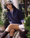 Buzo Cuello alto Mujer Azul Oxford
