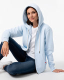 Buzo abierto con Capota Mujer Azul Celeste