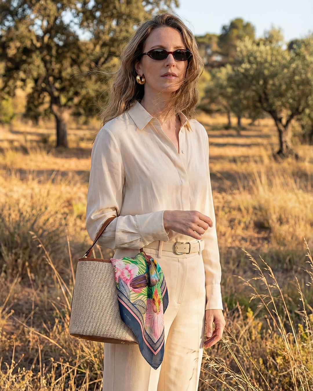 Pack de 3 pañoletas pequeñas (45x45cm) / Guacamaya + Origen coral + Colibrí