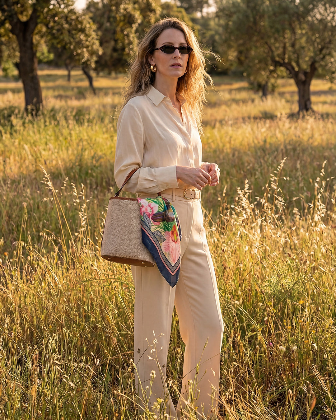 Pack de 3 pañoletas pequeñas (45x45cm) / Brisa marina + Colibrí + Origen coral