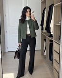 Chaqueta Cropped en Paño Verde Estocolmo