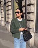 Chaqueta Cropped en Paño Verde Estocolmo