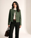 Chaqueta Cropped en Paño Verde Estocolmo