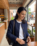 Chaqueta Cropped en Paño Azul Toronto