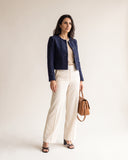 Chaqueta Cropped en Paño Azul Toronto