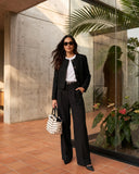 Chaqueta Cropped en Paño Negro Varsovia