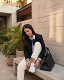 Chaqueta Cropped en Paño Negro Varsovia