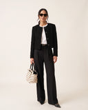 Chaqueta Cropped en Paño Negro Varsovia