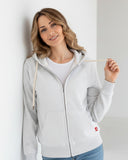 Buzo abierto con Capota Mujer Gris Nieve