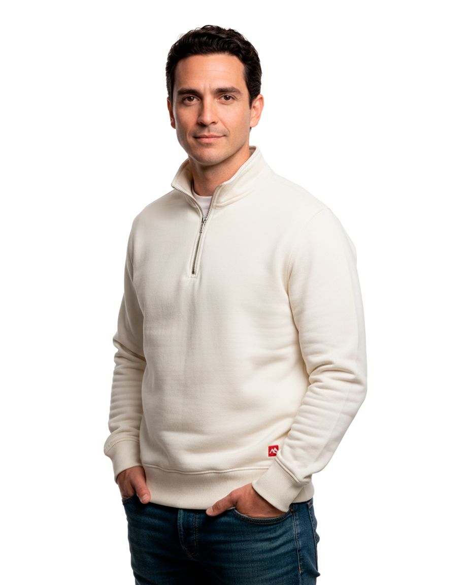 Buzo cuello alto hombre Marfil