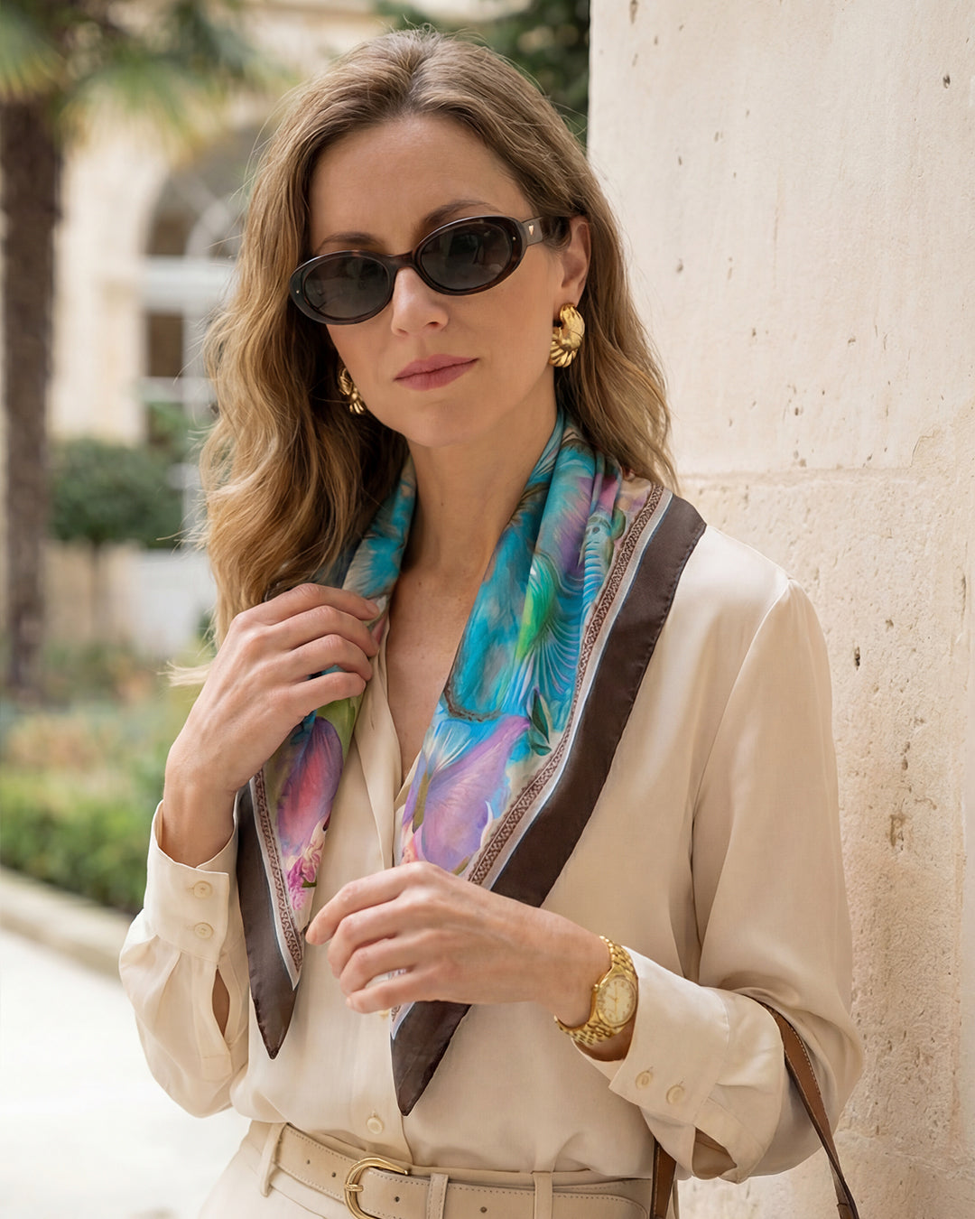 Pack de 3 pañoletas pequeñas (45x45cm) / Garza + Mariposa + Esencia oceánica