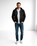 Buzo abierto con capota Hombre Negro