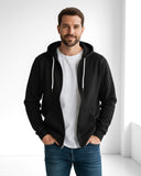 Buzo abierto con capota Hombre Negro