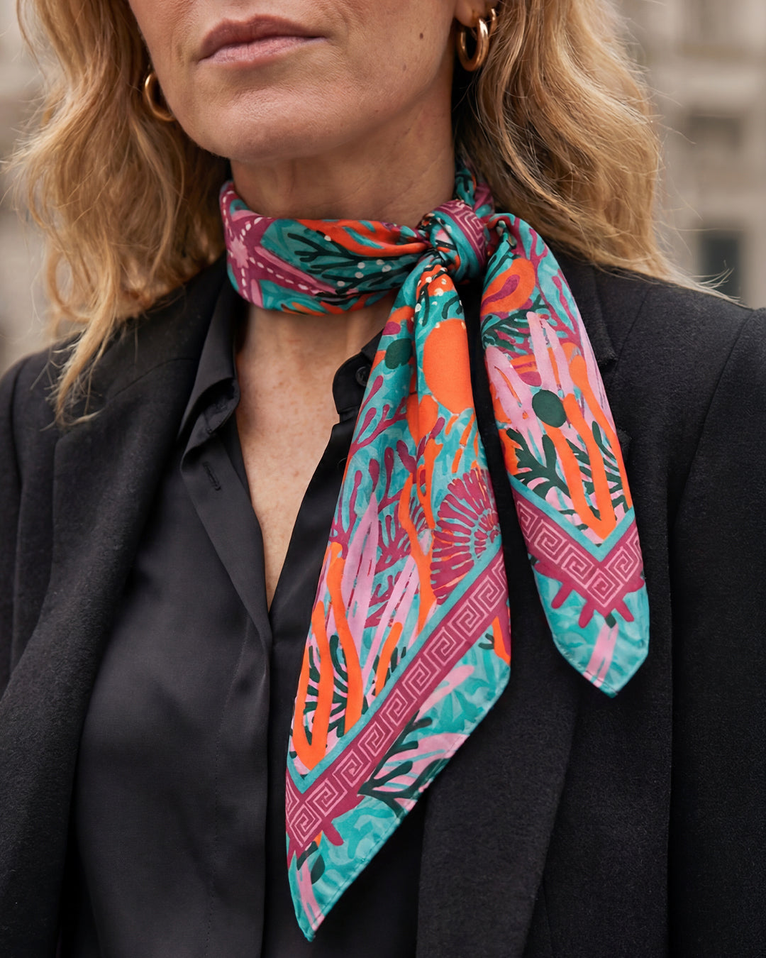 Pack de 3 pañoletas pequeñas (45x45cm) / Brisa marina + Colibrí + Origen coral