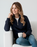 Buzo Cuello alto Mujer Azul Oxford