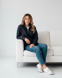 Buzo Cuello alto Mujer Azul Oxford