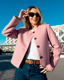 Blazer en Paño Cropped Rosa
