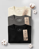 Set 3 Camisetas Elegance Classic: Marfil + Gris Oscuro + Negro