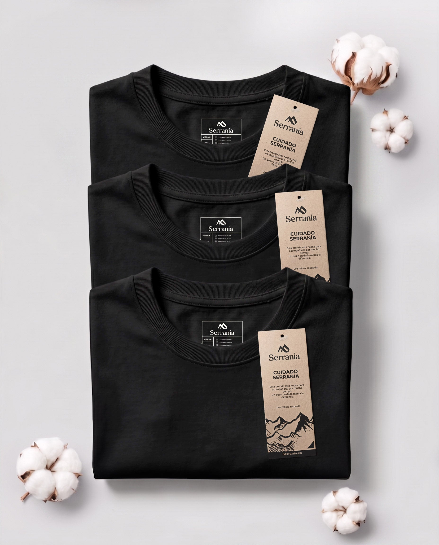 Set 3 Camisetas Elegance Slim Fit Negras