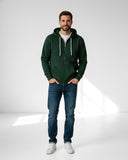 Buzo  abierto con capota Hombre Verde Pino