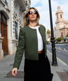 Blazer en Paño Cropped Verde Estocolmo