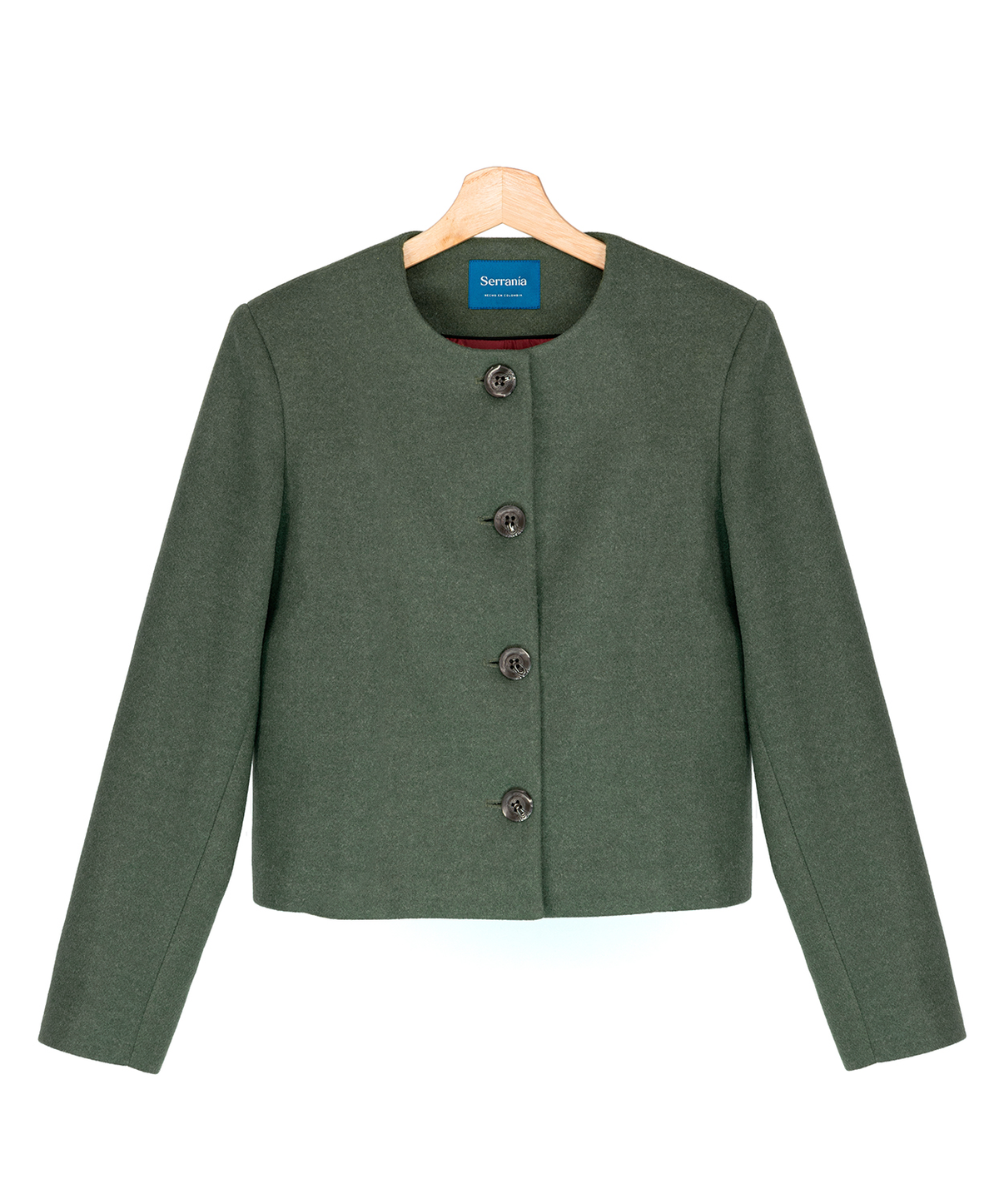 Chaqueta Cropped en Paño Verde Estocolmo